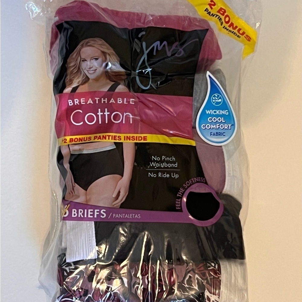 Just My Size Women's Breathable Cotton Briefs - Black, White, Pink